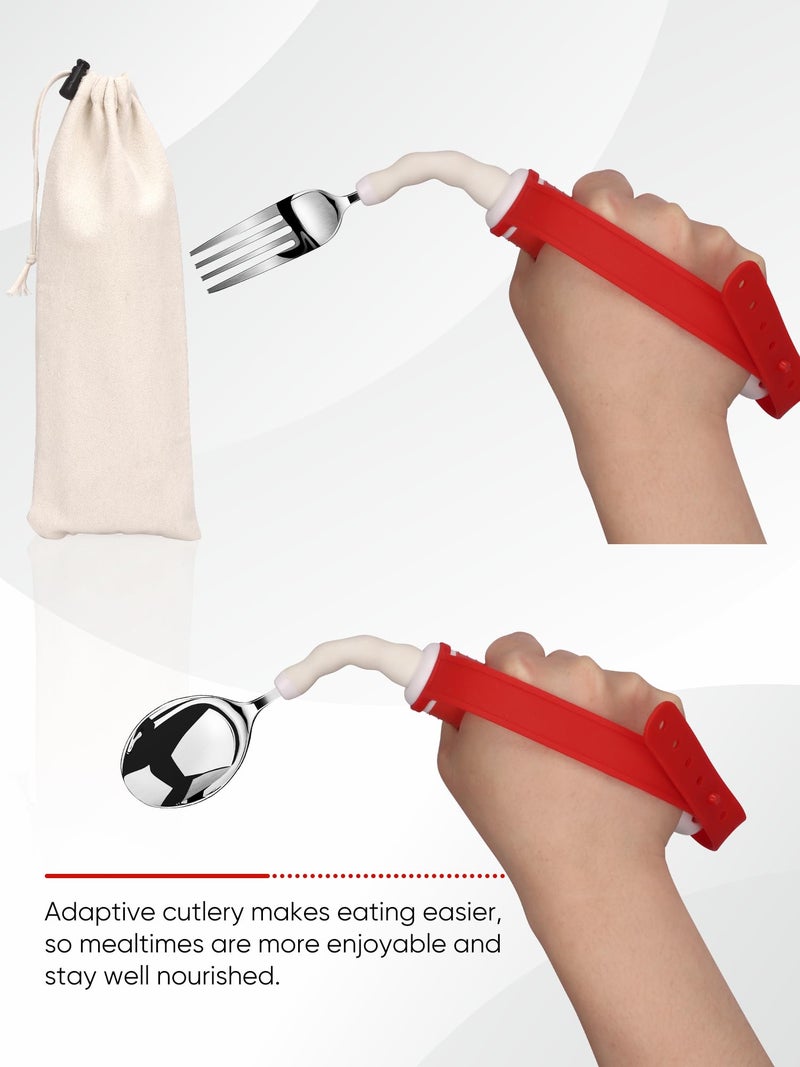 GREENANTS Adaptive Utensils for Disability Gadgets Swivel Fork Spoon Easy Grip Safe Stainless Steel,for Hand Tremors Parkinson's patients, 360° Rotatable Alzheimers Handicap accessories for daily living Elderly - Image 5