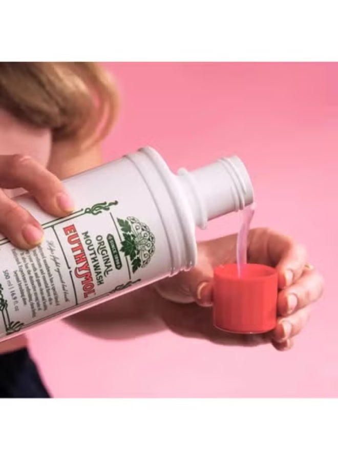 يوثيمول غسول الفم الأصلي من يوثيمول، 500 مل، خالٍ من الفلورايد والكحول، طعم قوي مميز، يقلل من البلاك، ينظف اللثة، أسنان صحية، ينعش النفس، عناية يومية بالفم والأسنان - Image 3