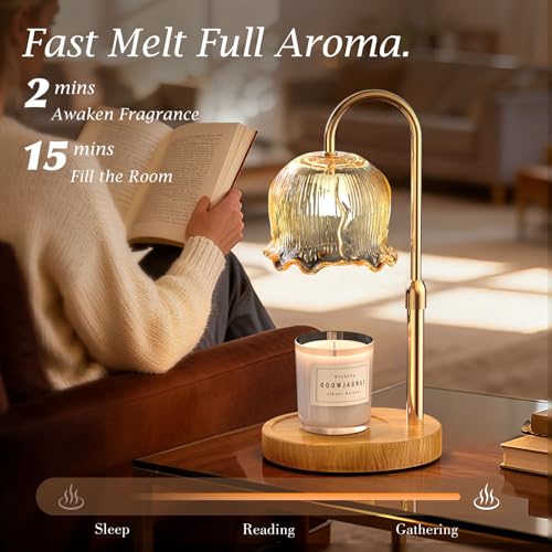 BYART Candle Warmer Lamp with Timer Gifts for Mom, Adjustable Height Vintage Wax Warmer Lamp for Scented Candles Modern Farmhouse Decor, House Warming Gifts New Home Essentials - Image 2