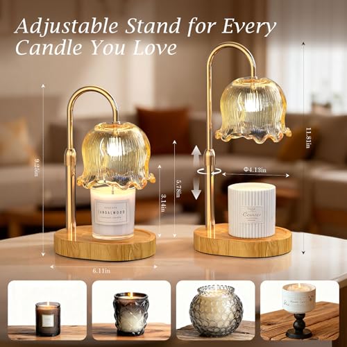 BYART Candle Warmer Lamp with Timer Gifts for Mom, Adjustable Height Vintage Wax Warmer Lamp for Scented Candles Modern Farmhouse Decor, House Warming Gifts New Home Essentials - Image 4