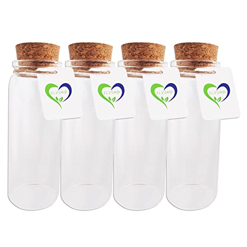 ELYSAID 4pcs of 150 ml Empty Clear Glass Bottles Vials With Cork Stopper Storage Jars 47x120mm Bottle 5.3oz - Image 1