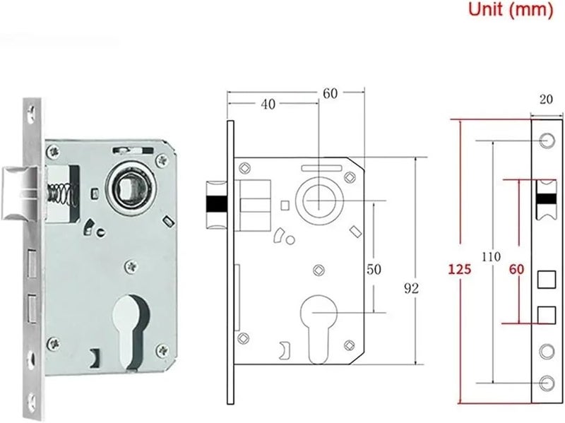 النمط 2 مقبض استبدال أسطوانة قفل باب أمني صامت من الفولاذ المقاوم للصدأ - Image 3