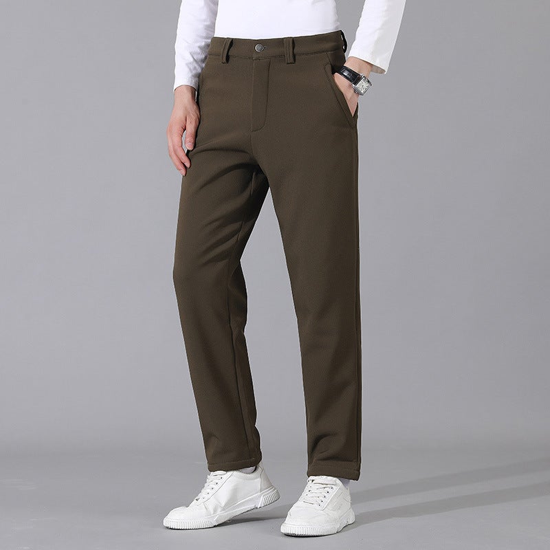 Winter Velvet Thickeneded Casual Pants Men'S Polar Fleece Casual Straight Pants Young And Middle-Aged Fashion Business Warm Pants - Image 5
