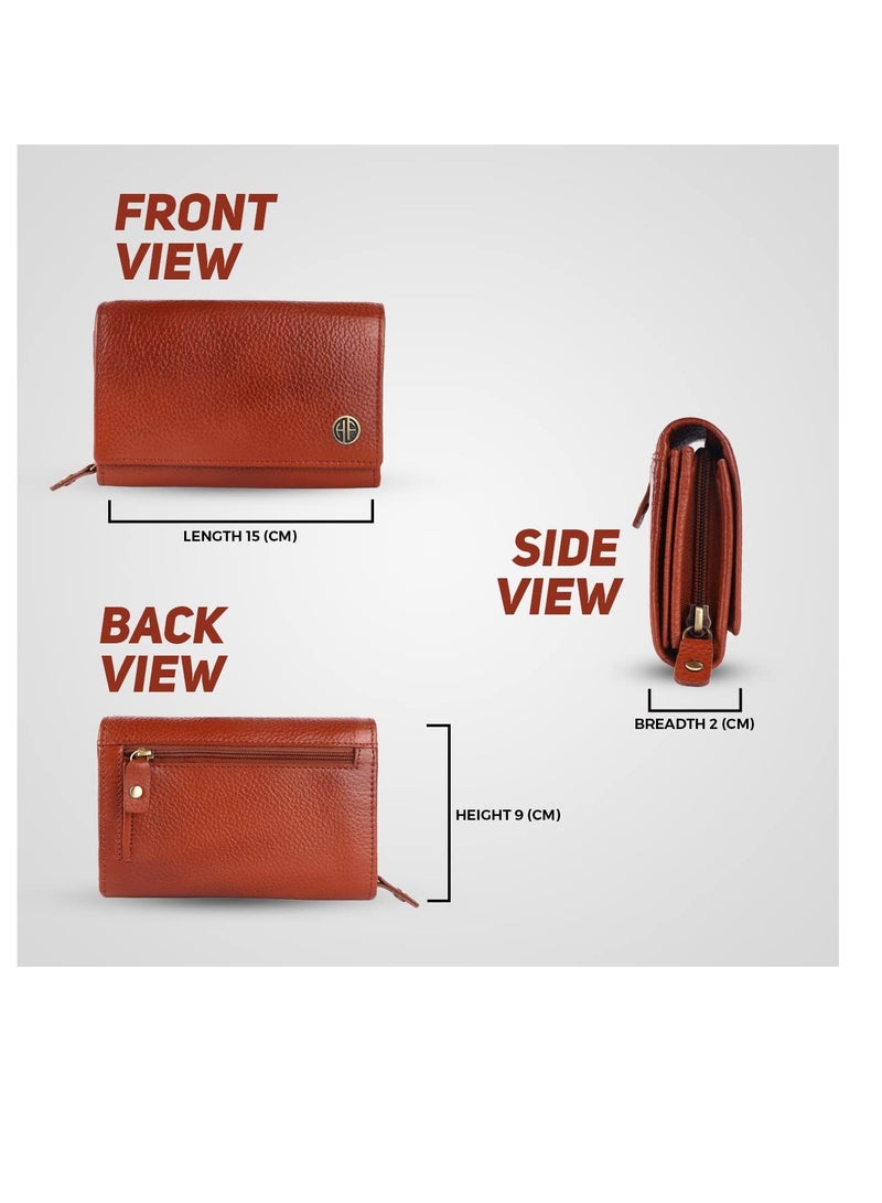 HAMMONDS FLYCATCHER Wallet for Women - Leather Purse for Women with RFID Protection, 8 Card Slots, and 5 Compartments - Ladies Wallet with Button Closure - Women's Wallet for Daily Use - Tan - Image 5