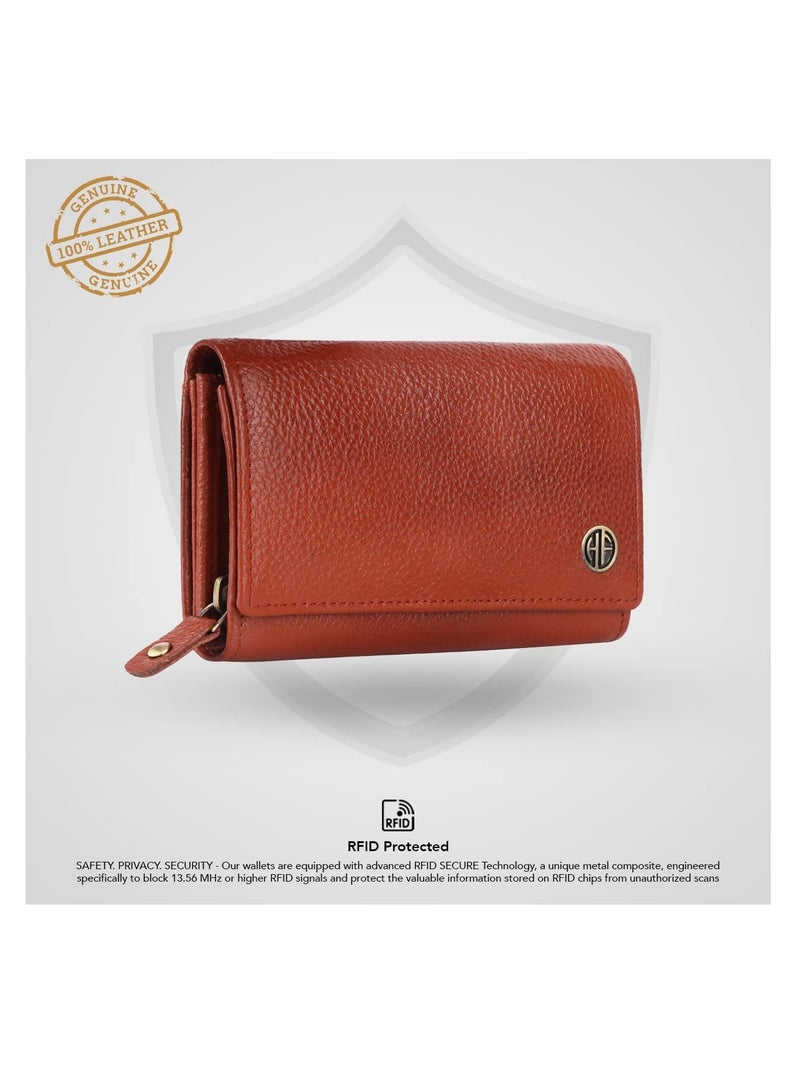 HAMMONDS FLYCATCHER Wallet for Women - Leather Purse for Women with RFID Protection, 8 Card Slots, and 5 Compartments - Ladies Wallet with Button Closure - Women's Wallet for Daily Use - Tan - Image 4