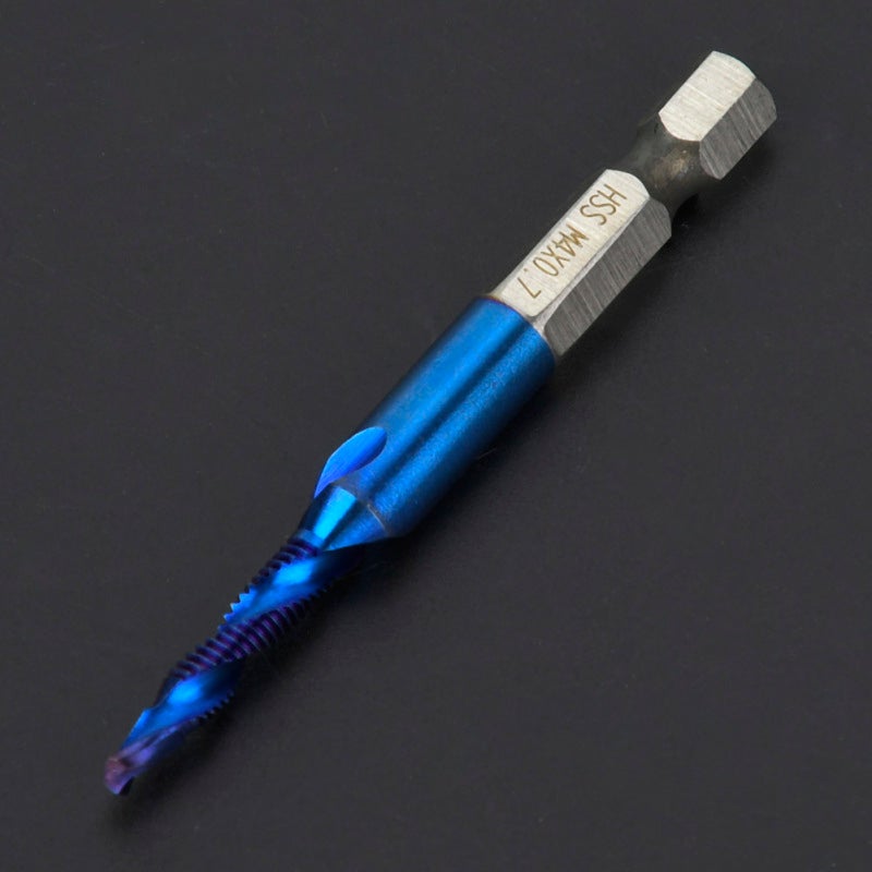 High Speed Steel Plated Blue 6.35mm Hex Shank Tap Drill Bit HSS Compound Tap (M4) - Image 1