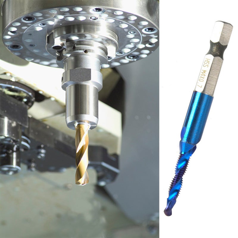 High Speed Steel Plated Blue 6.35mm Hex Shank Tap Drill Bit HSS Compound Tap (M4) - Image 4