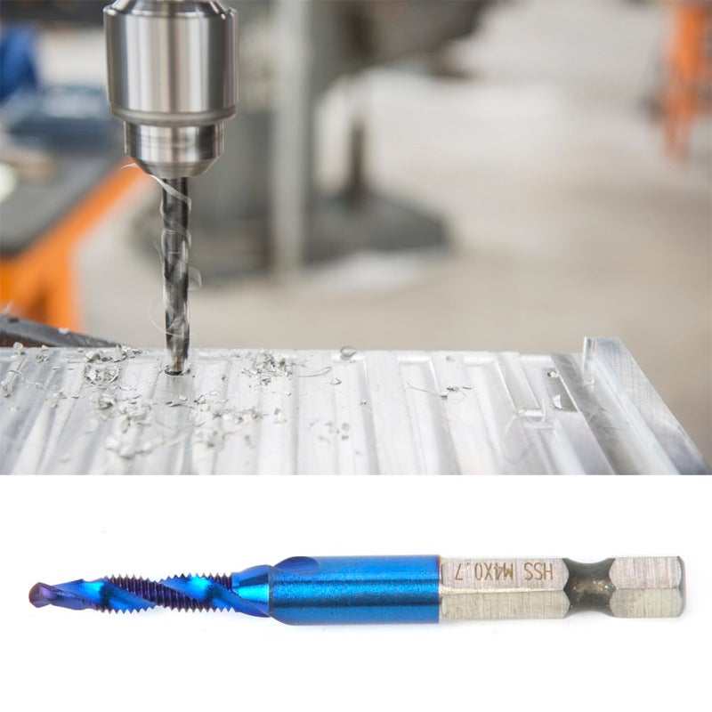 High Speed Steel Plated Blue 6.35mm Hex Shank Tap Drill Bit HSS Compound Tap (M4) - Image 3