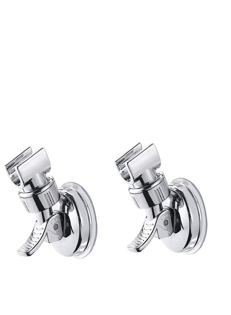 Shower Head Holder, Bathroom Suction Cup Handheld Showerhead Bracket, Adjustable Height Removable Wand Holder Wall Mounted Bracket Silver 2pcs - Image 3