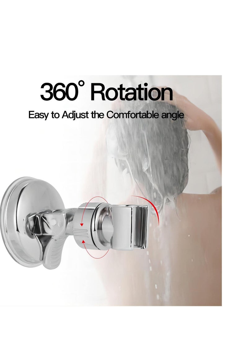 Shower Head Holder, Bathroom Suction Cup Handheld Showerhead Bracket, Adjustable Height Removable Wand Holder Wall Mounted Bracket Silver 2pcs - Image 5