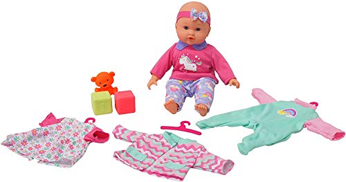Gigo 14 My Lil Wardrobe Toy Soft Body Baby Doll with Vinyl Head Hands 3 Outfits Shoes Blocks Bear Great Gift for Kids - Image 1