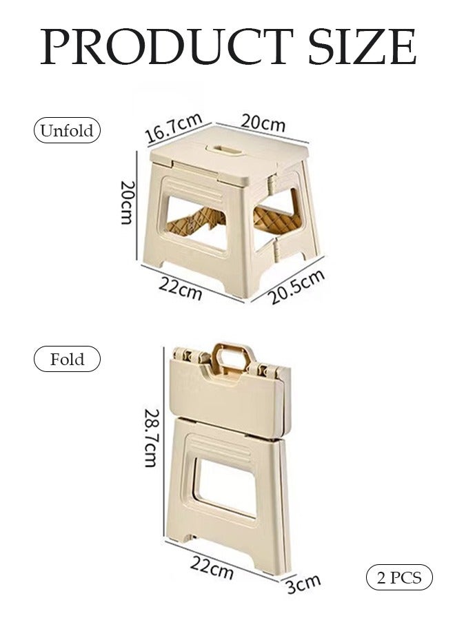 Generic 2 Pcs Folding step stool,portable footstool outdoor stool,anti slip step stool，can be carried by hand, suitable for kitchen, bathroom, garden,22*20.5*20cm  - Image 5