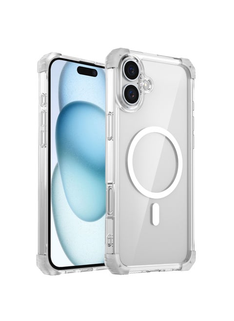 Magnetic Case for iPhone 16 Plus Compatible with MagSafe Wireless Charging, Shockproof Phone Bumper Cover, Anti-Scratch Back Clear