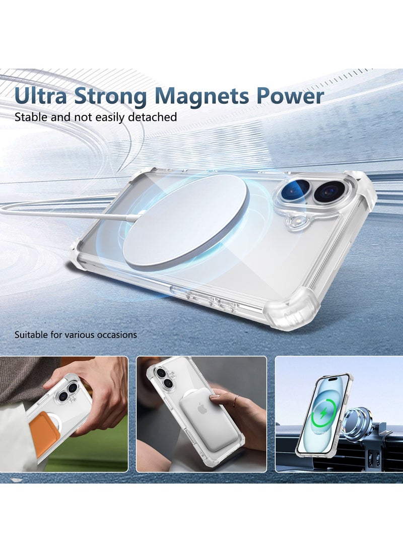 URBBKING - Magnetic Case for iPhone 16 Plus Compatible with MagSafe Wireless Charging, Shockproof Phone Bumper Cover, Anti-Scratch Back Clear - Image 1