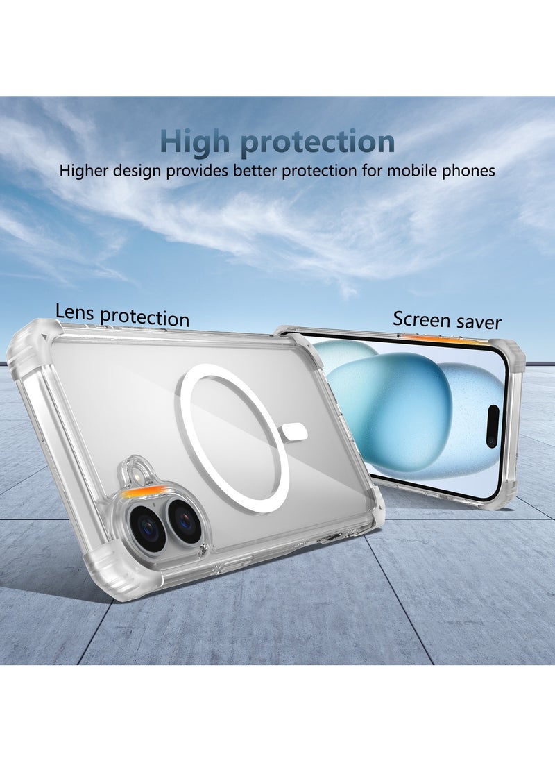 URBBKING - Magnetic Case for iPhone 16 Plus Compatible with MagSafe Wireless Charging, Shockproof Phone Bumper Cover, Anti-Scratch Back Clear - Image 1