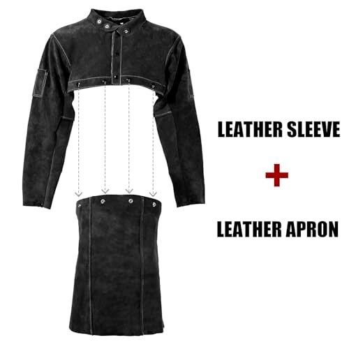 LeaSeek Leather Welding Jacket, Flame-Resistant Heavy Duty Split Cowhide Leather Open Back Welder Jacket for Men & Women - Image 3