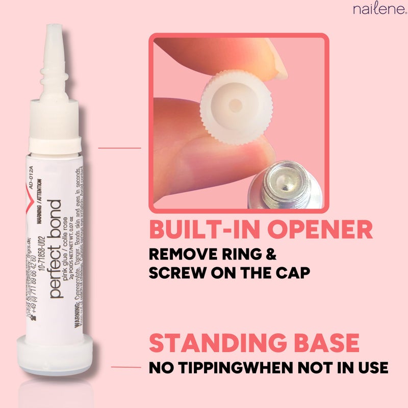 Nailene Perfect Bond Nail Glue, Super Strong, Durable, Easy to Apply Acrylic Nails, Press On Nails, Repairs Natural Nails, Quick Drying Nail Adhesive, Lasts 7 Days, Pink Tint, 2 g/0.07 oz, 2 Pack - Image 3