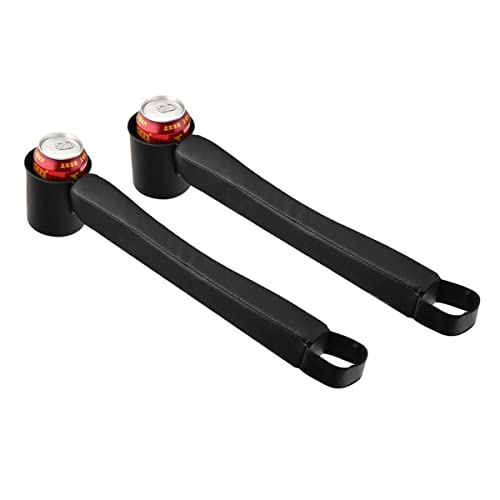 Tumecos Car Seat Gap Filler Pad PU Leather Console Side Pocket Organizer with One Cup Holder for Cellphone Wallet Coin Key 2 Pcs (Black+Black Surface) - Image 2
