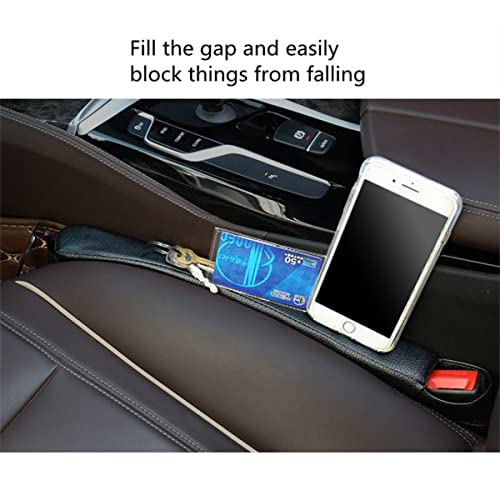 Tumecos Car Seat Gap Filler Pad PU Leather Console Side Pocket Organizer with One Cup Holder for Cellphone Wallet Coin Key 2 Pcs (Black+Black Surface) - Image 5