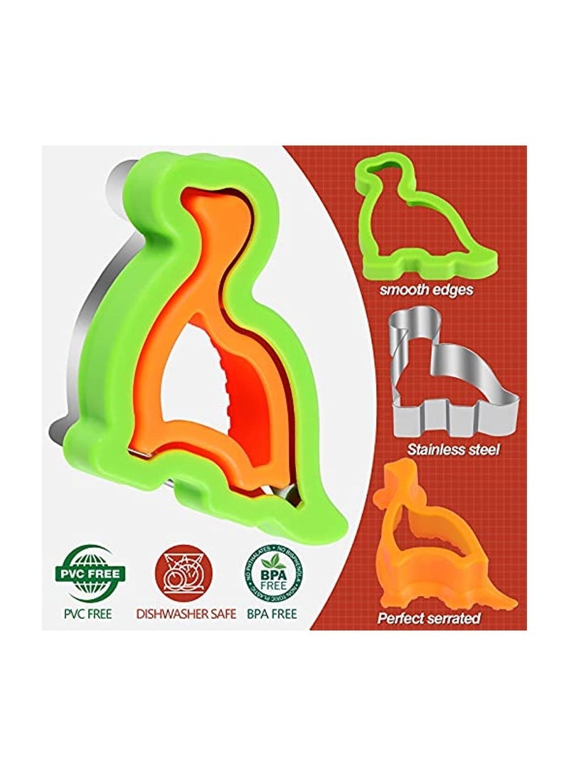 Loquat Sandwich Cutter  Set Uncrustables  4 Pcs Bread Decruster Sandwich  Pancake Maker Heart Square Circle Dinosaur Shape DIY Cookie Cutters Gift for Kids Adult Boys Girl - Image 2