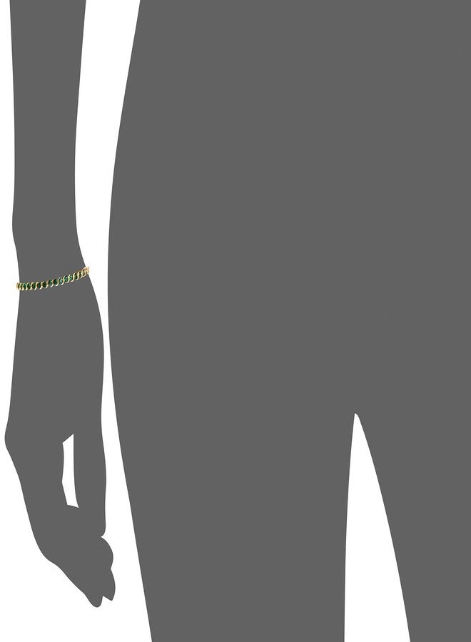 استيل سوار إستيل مطلي بالذهب عيار 24 قيراط بألوان قوس قزح مرصع بألماس أمريكي أخضر، سوار للبنات والسيدات - Image 5