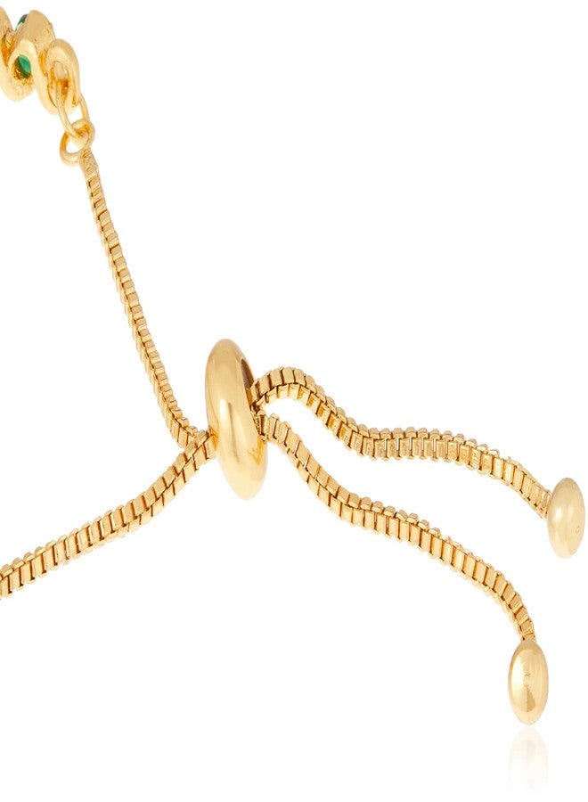 استيل سوار إستيل مطلي بالذهب عيار 24 قيراط بألوان قوس قزح مرصع بألماس أمريكي أخضر، سوار للبنات والسيدات - Image 2