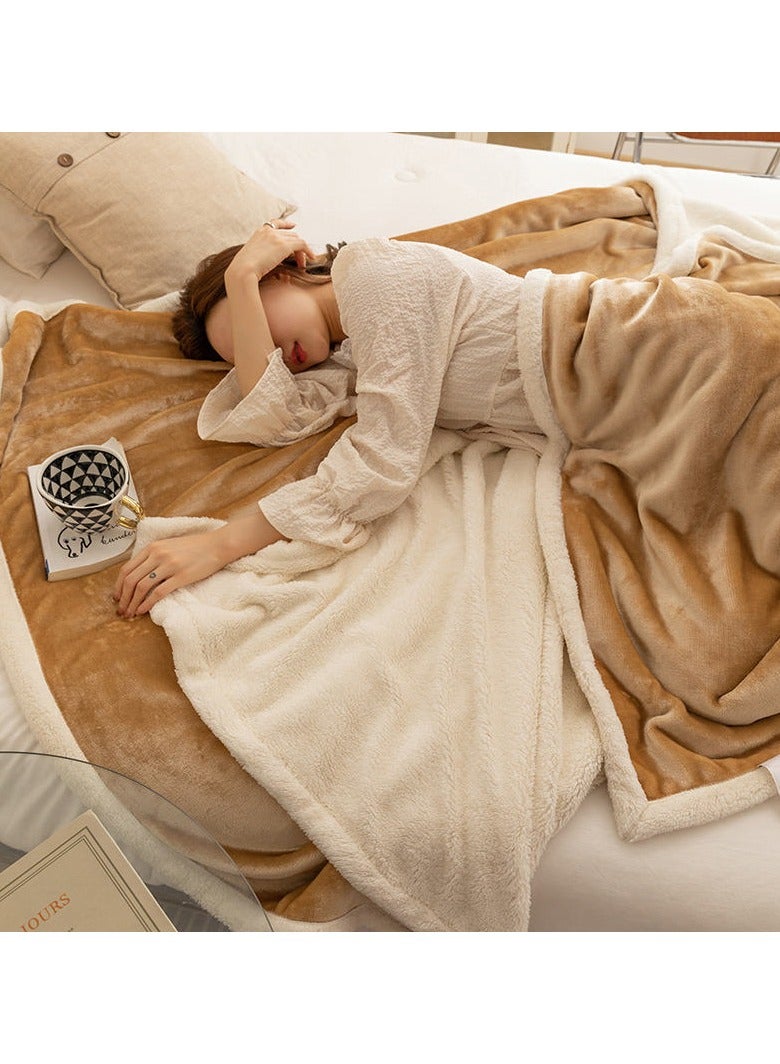 DUNISO Double Lamb Cashmere Bed Sofa Warm Wool Blanket,Air Conditioned Rooms Sofa Blanket Multifunctional Suitable for Bed Sofa Office and Travel All Seasons(180cm*200cm) - Image 3