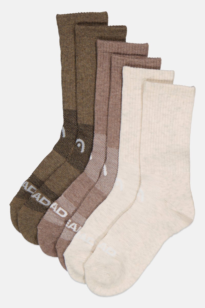 HEAD Women 6 Pair Brand Logo Crew Socks, Multicolor - Image 1