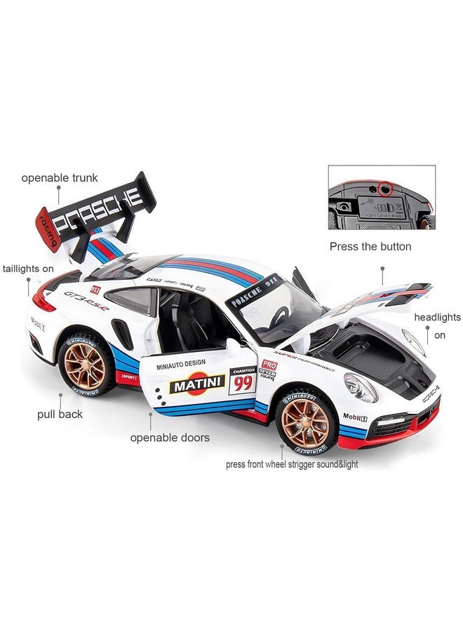 Sky Tech Sky Tech® Porsche 911 GT3 RS RSR Turbo S 1:32 Scale Model Car Exclusive Alloy Metal car Pull Back Die-cast Car Metal Toy car with Openable Doors Light Music Best Gifts Toys Kids【Colors as Per Stock】  - Image 2