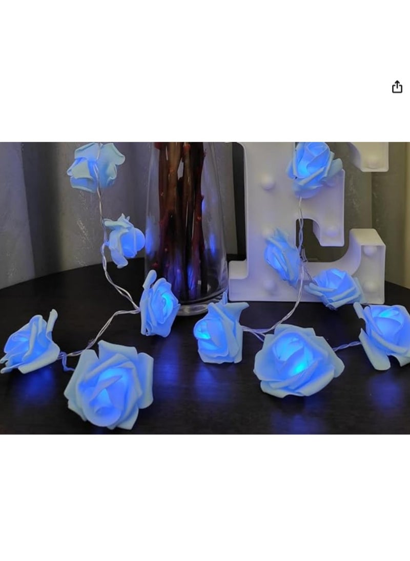 Generic 3M 20LED Battery Operated Rose Fairy Lights Romantic LED Rose Flower String Lights for Indoor Outdoor Decor Large 6cm Diameter Flowers led (Blue)  - Image 4