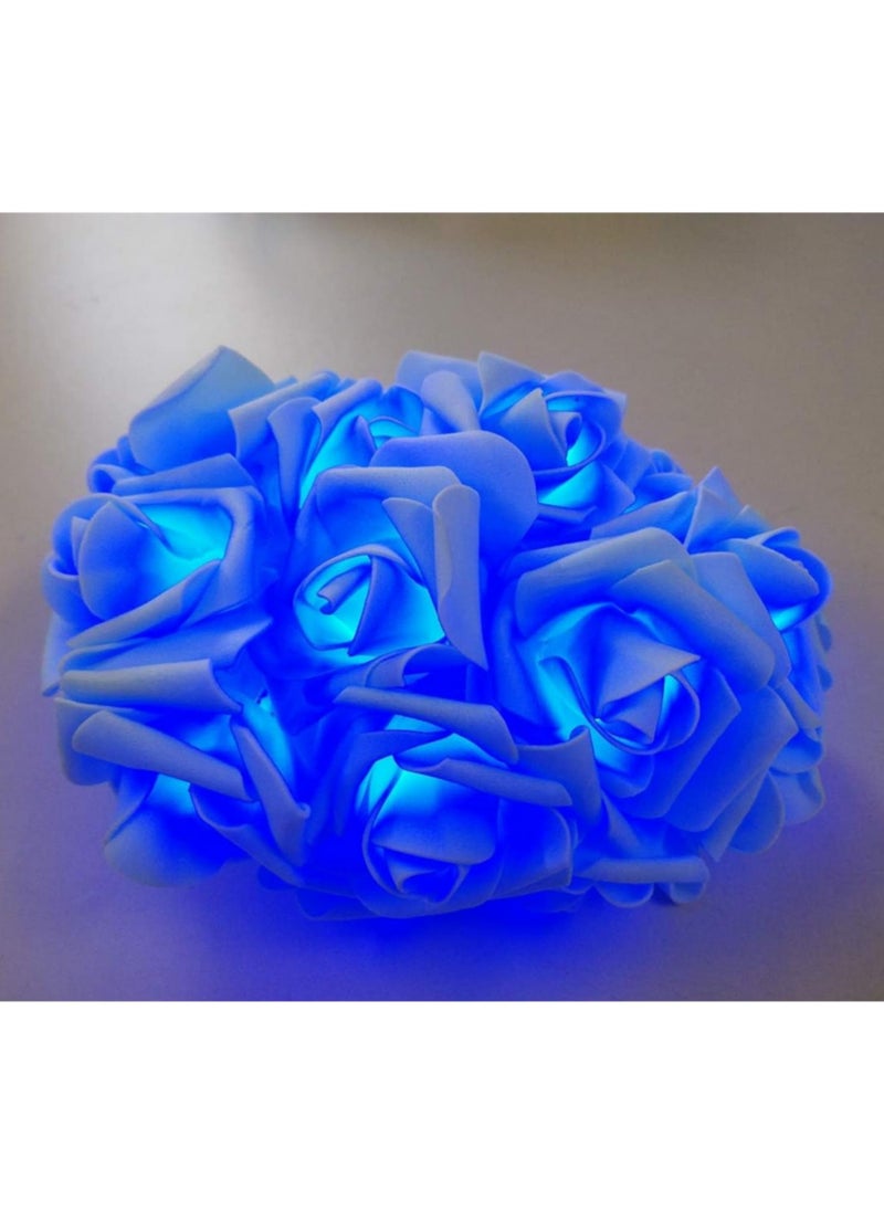 Generic 3M 20LED Battery Operated Rose Fairy Lights Romantic LED Rose Flower String Lights for Indoor Outdoor Decor Large 6cm Diameter Flowers led (Blue)  - Image 5