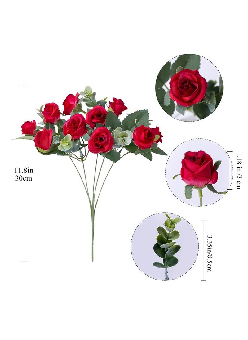 AROAQ Artificial Rose Flowers, Elegant Artificial Flowers Bouquet, Real Looking Silk Roses With Stems For Diy Wedding Bouquets Centerpieces Party Home Decorations And Outdoors Red  - Image 1