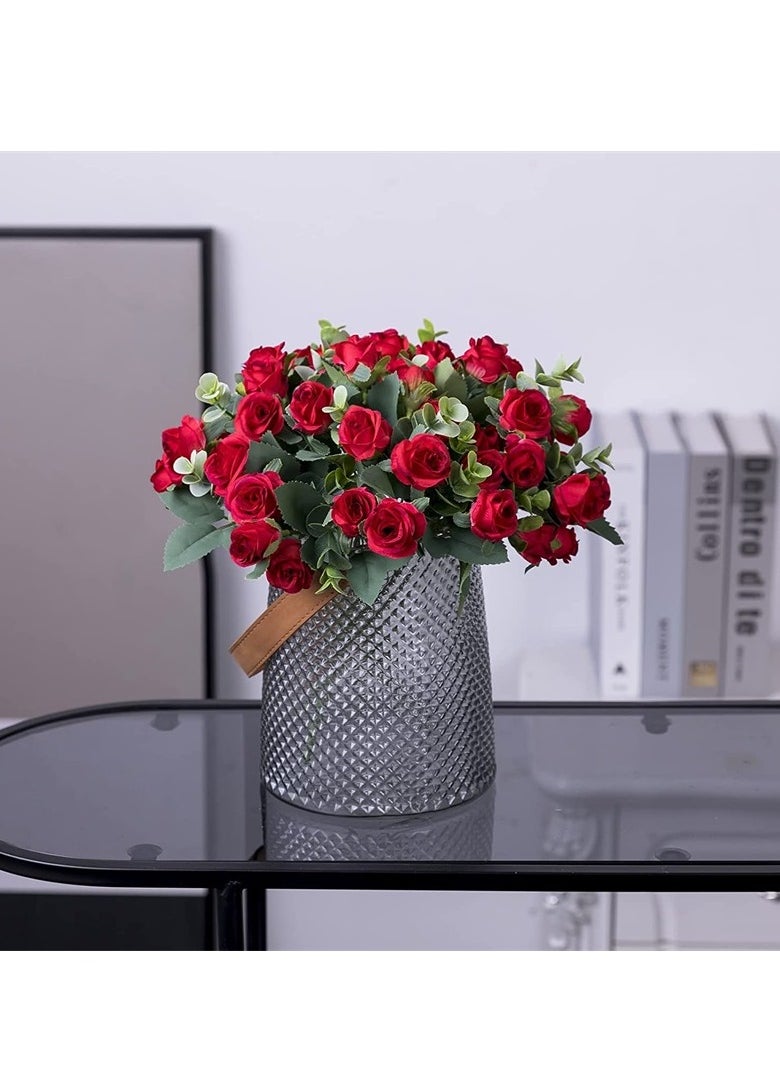AROAQ Artificial Rose Flowers, Elegant Artificial Flowers Bouquet, Real Looking Silk Roses With Stems For Diy Wedding Bouquets Centerpieces Party Home Decorations And Outdoors Red  - Image 2
