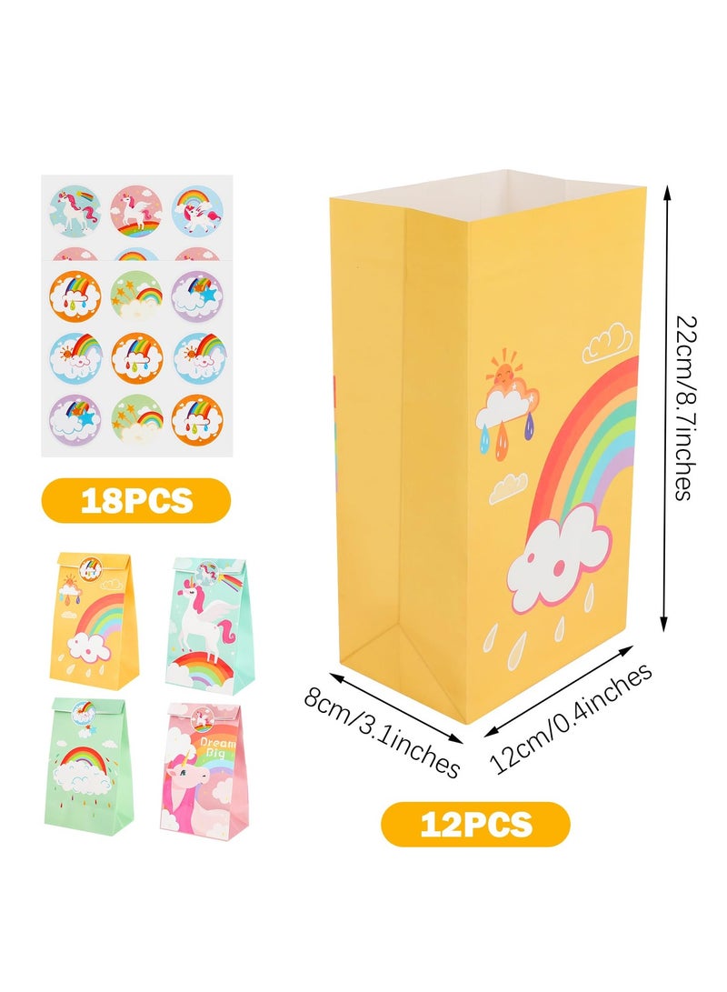 KASTWAVE Party Bags, 12 Pack Unicorn Paper Party Bags for Kids Party, Unicorn Goodie Candy Treat Paper Bags for Girls, Gift Bags with Stickers for Unicorn Theme Birthday Baby Shower Party Supplies - Image 2