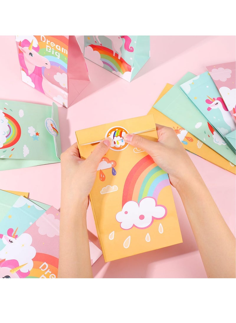 KASTWAVE Party Bags, 12 Pack Unicorn Paper Party Bags for Kids Party, Unicorn Goodie Candy Treat Paper Bags for Girls, Gift Bags with Stickers for Unicorn Theme Birthday Baby Shower Party Supplies - Image 4