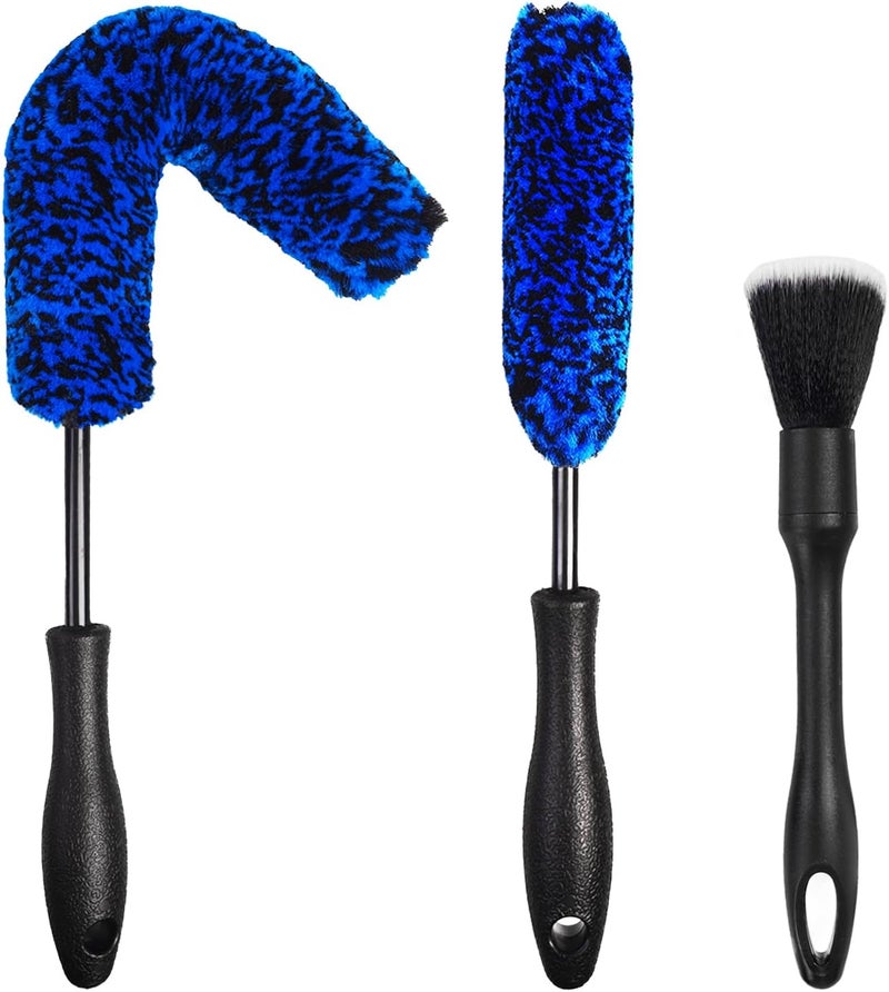 NIKCOSMK 3PCS Wheel Brush Kit for Cleaning Wheel and Tire, Wheel and Rim Brush, Car Detailing Brushes, Bendable & Durable Car Wheel Rim Cleaner Brush Set,Car Detailing Cleaning Brush Supplies Kit - Image 1