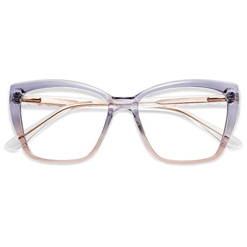 AMOMOMA Trendy TR90 Oversized Blue Light Reading Glasses Women,Stylish Square Cat Eye Glasses AM6031C3 with Grey/Brown Frame 2.0 x - Image 1