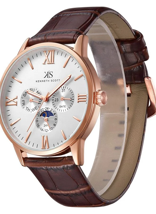 KENNETH SCOTT Kenneth Scott Men's White Dial Analog Watch - K22107-KLDW