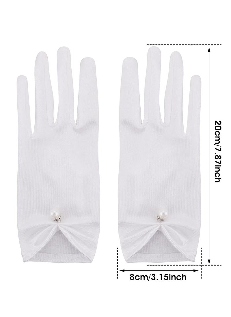 SYOSI - Short Satin Gloves, Opera Wrist Banquet Floral Lace Tea Party Dancing for Wedding Dinner Dress Glove - Image 1