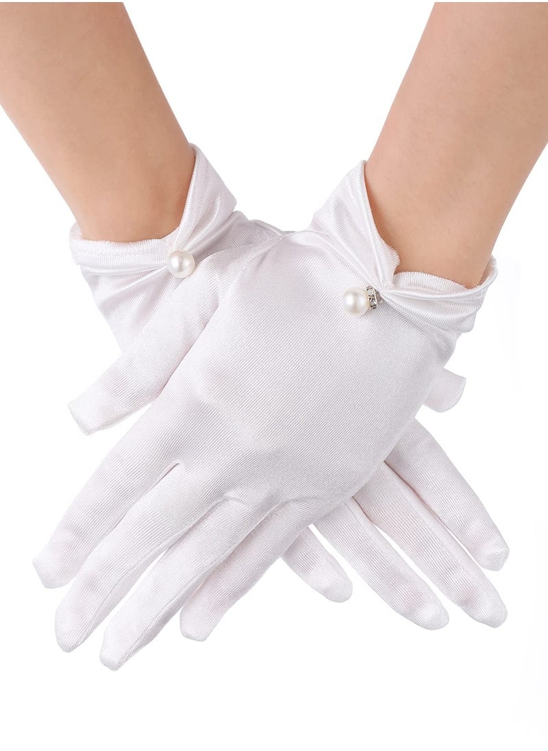 SYOSI - Short Satin Gloves, Opera Wrist Banquet Floral Lace Tea Party Dancing for Wedding Dinner Dress Glove - Image 1