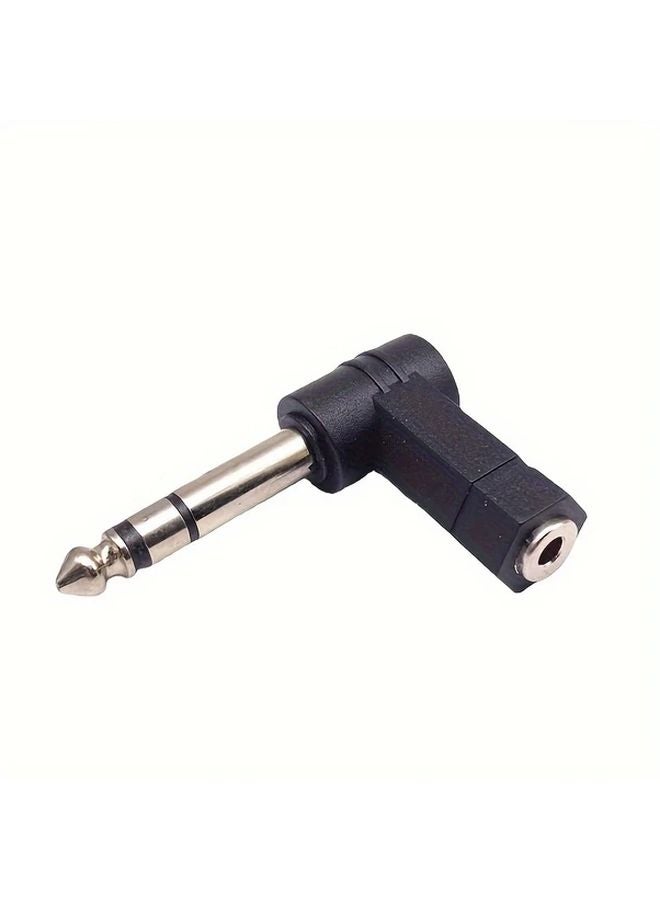 6 5mm To 3 5mm Female To Male 90 Degree Angled Audio Connector Model 6 5 To 3 5 Female Elbow - Image 1