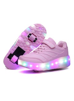 Generic Roller Skates Shoes Light Shoes Girls Boys Double Roller Shoes Kids Outdoor Luminous Shoes for Kids - Pink29Roller Skates Shoes Light Shoes Girls Boys Double Roller Shoes Kids Outdoor Luminous Shoes for Kids - Pink  - Image 1