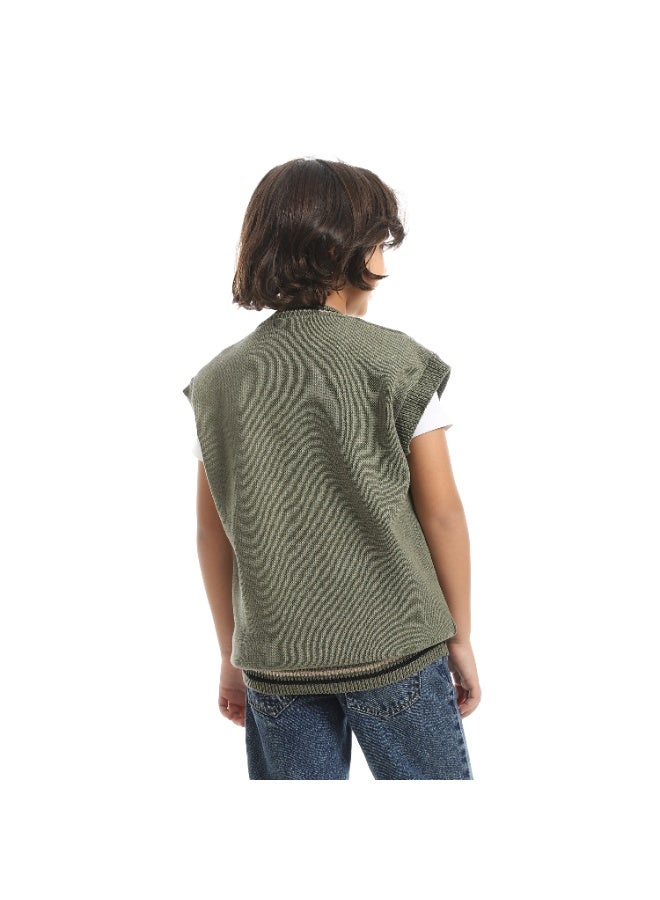 Caesar Boys' V-Neck Wool Vest - Image 3