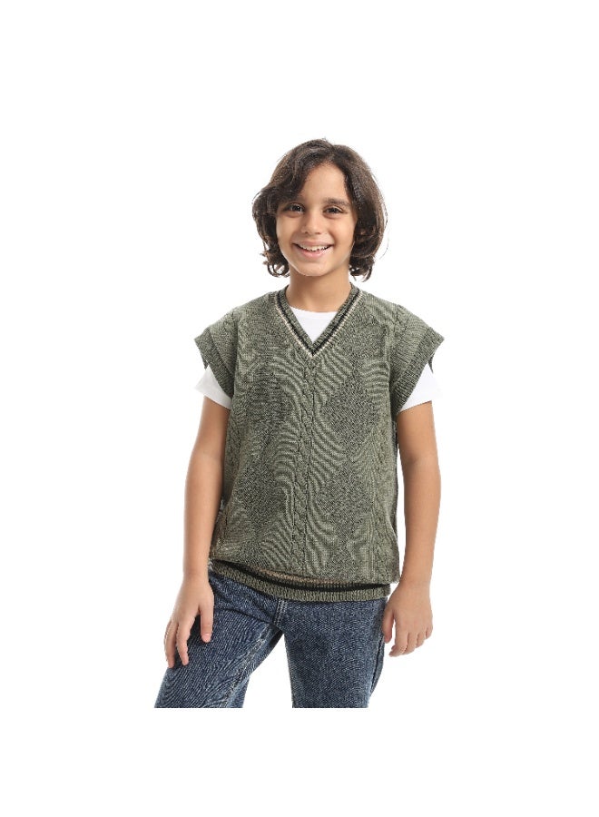 Caesar Boys' V-Neck Wool Vest - Image 1