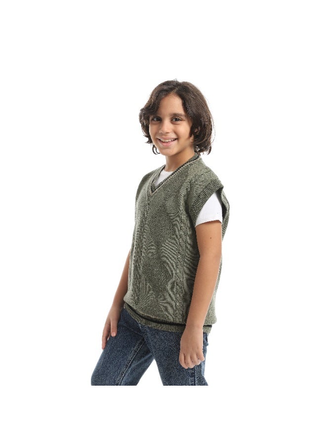Caesar Boys' V-Neck Wool Vest - Image 2