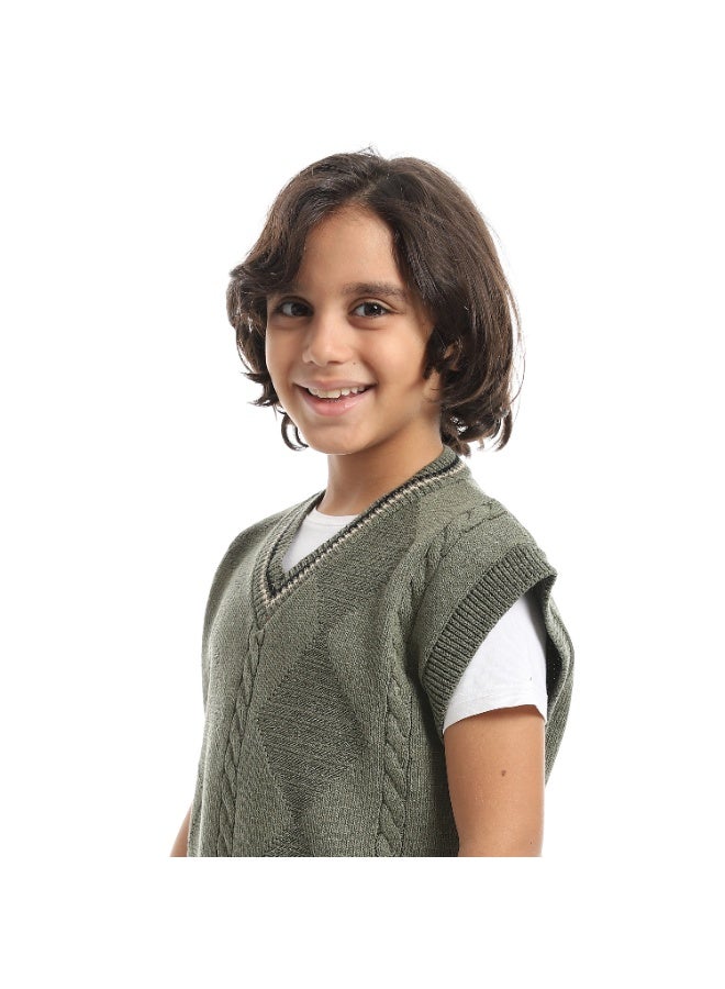 Caesar Boys' V-Neck Wool Vest - Image 4