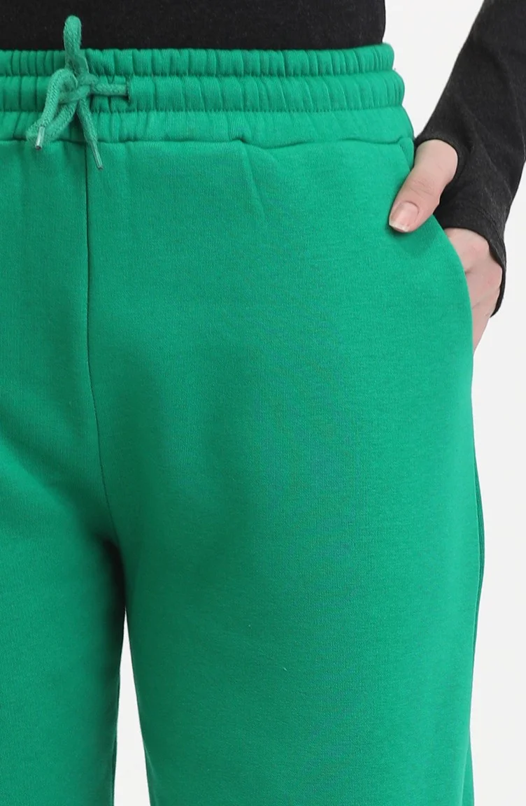 Sefa Merve Three Thread Combed Cotton Sweatpants 10400-06 Emerald Green