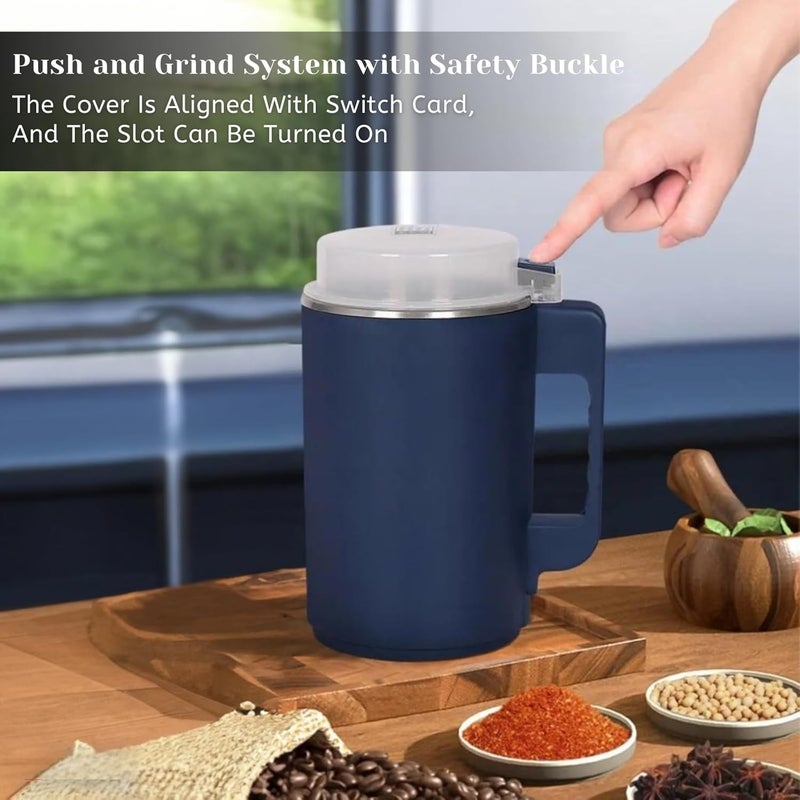 Cyrox Cyrox Electric Grain Chocolate Coffee Beans and Dry Pepper and Other Nuts Grand Machine with Transparent Lid 8 Leaf Stainless Steel Blade and Comfortable Handle Home Kitchen Use 1PCs  - Image 2