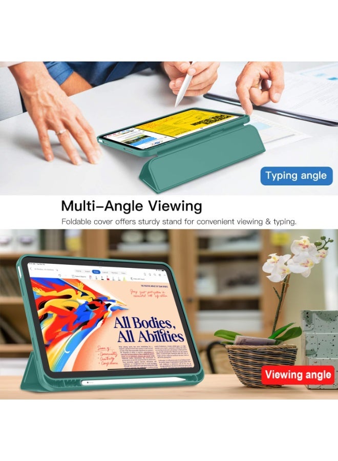 لـ HUAWEI Matepad 10.4 بوصة (2022) غطاء القضية ، استيقاظ / نوم تلقائي ، لمسة جلد مريحة ، غطاء واقي ثلاثي الوقوف النحيف مع الظهر الناعم TPU ، أخضر - Image 2