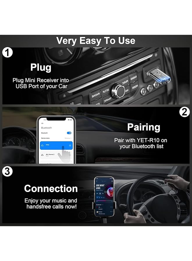 Excefore Wireless Bluetooth Car Audio Adapter, Mini Portable Music Receiver For Car, Headphones, And Home Stereo, No Charging Required - Image 3